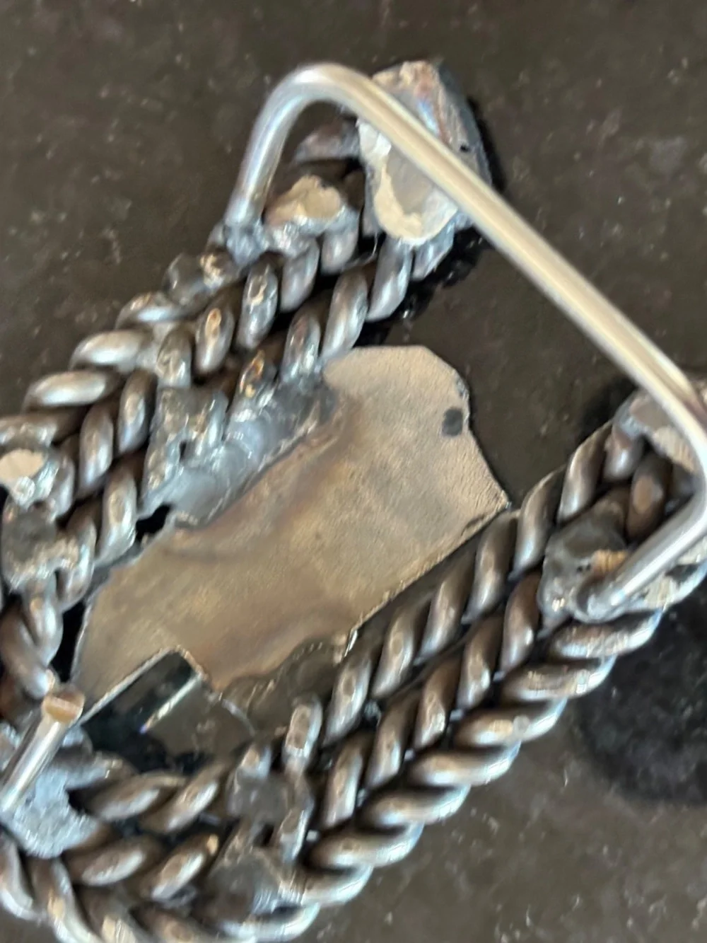 🤠 Handcrafted Artisan Texas State Chain Link Belt Buckle • Silver Tone